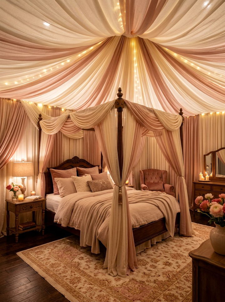 Fabric Draped - 30 bedroom false ceiling designs