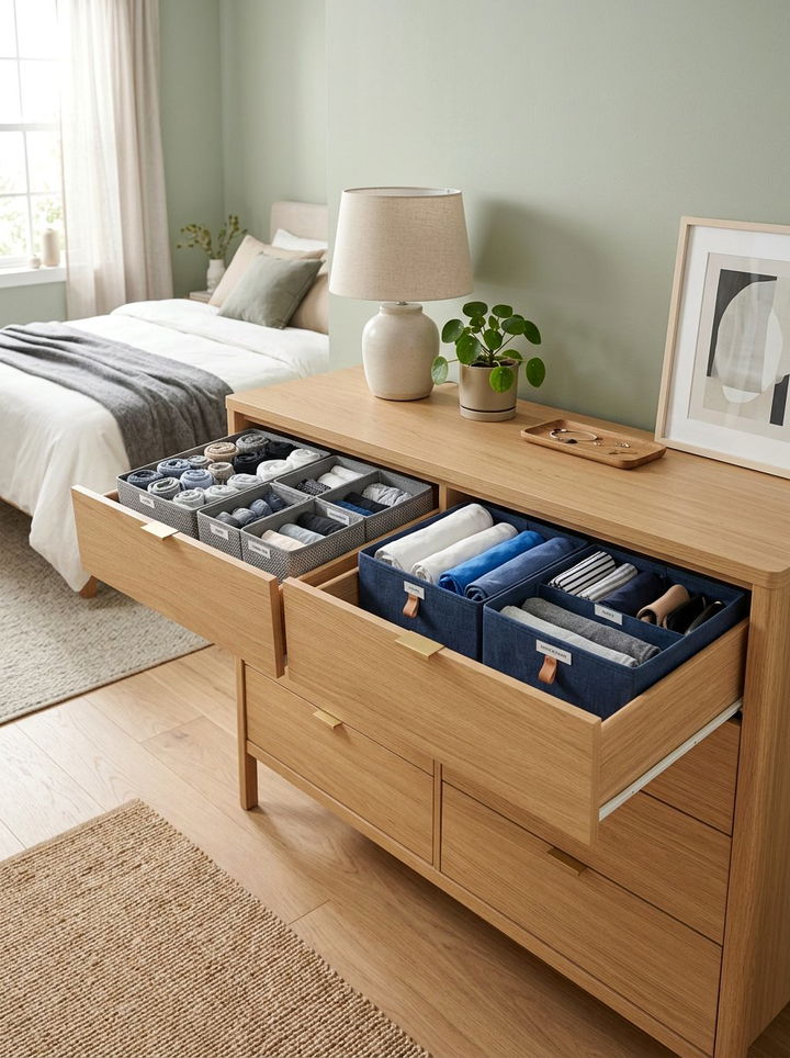 Fabric Storage Bins - 30 bedroom storage hacks