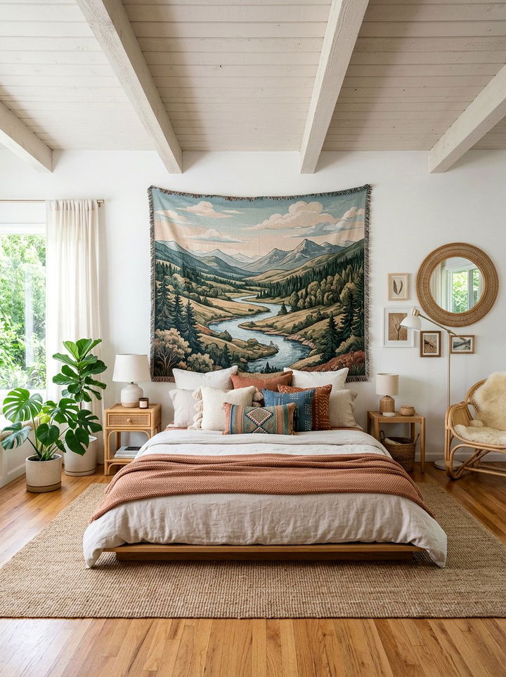 Fabric Tapestry Wall - 30 bedroom backsplash ideas