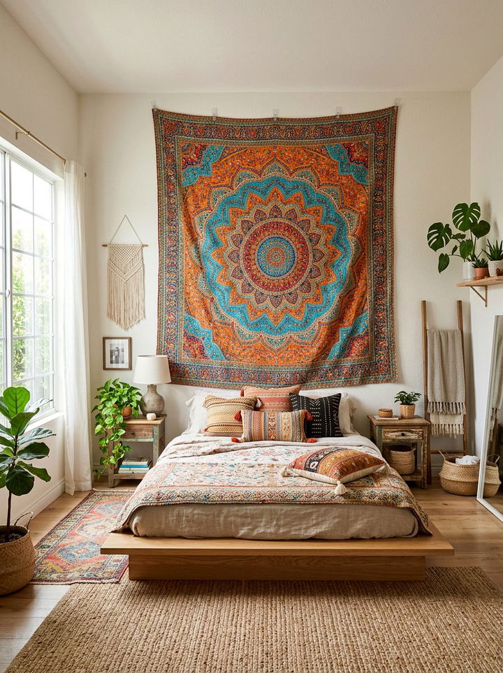 Fabric Wall Hanging - 30 no damage bedroom ideas