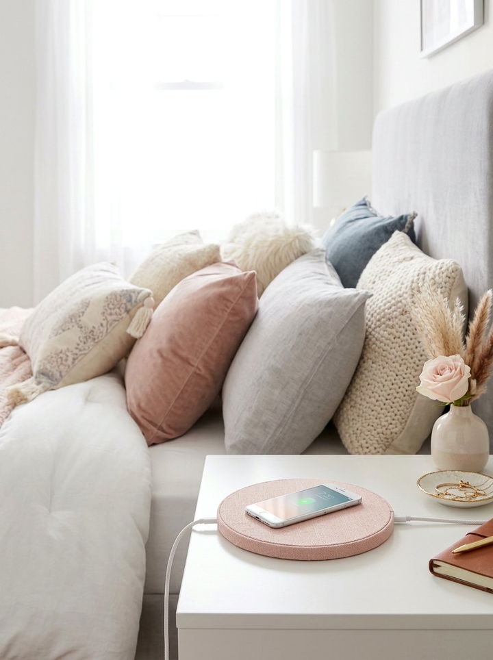 Fabric Wrapped Charging Pad - 30 bedroom phone chargers