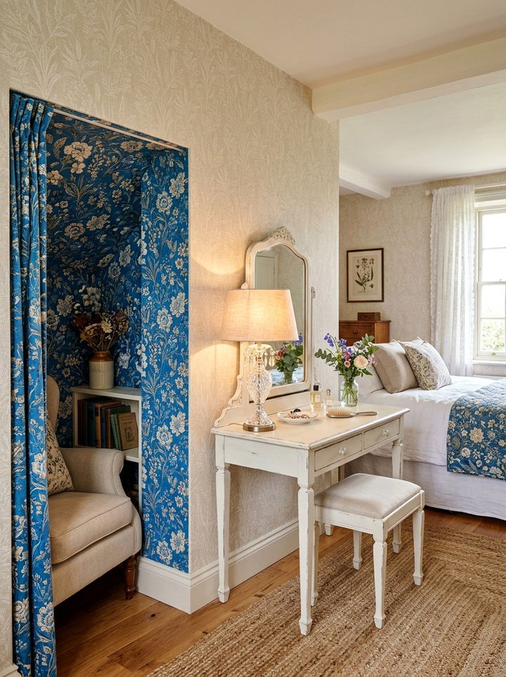 Fabric wallpaper with starch - 30 removable bedroom ideas