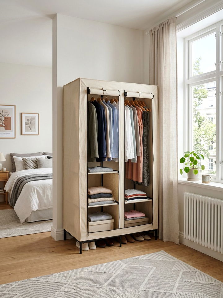 Fabric wardrobe - 30 cheap bedroom furniture ideas