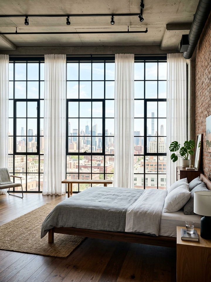 Factory Style Window - 30 loft style bedroom ideas