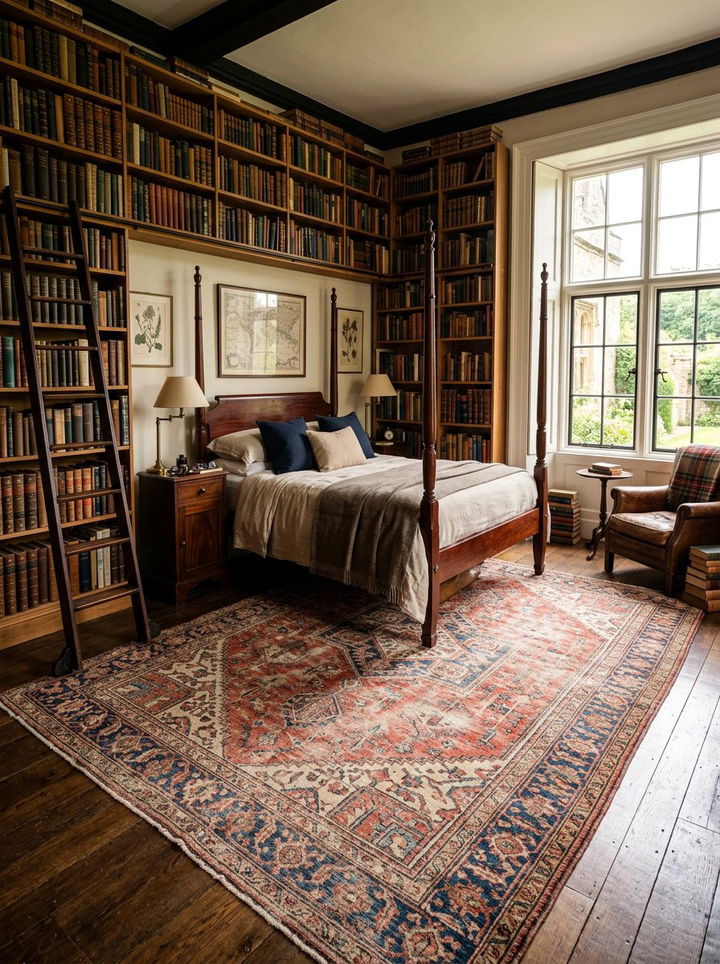 Faded Persian Carpet Bedroom - 30 dark academia bedroom ideas