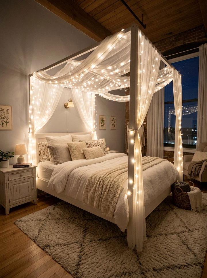 Fairy Lights For Bedroom - 30 first apartment bedroom ideas