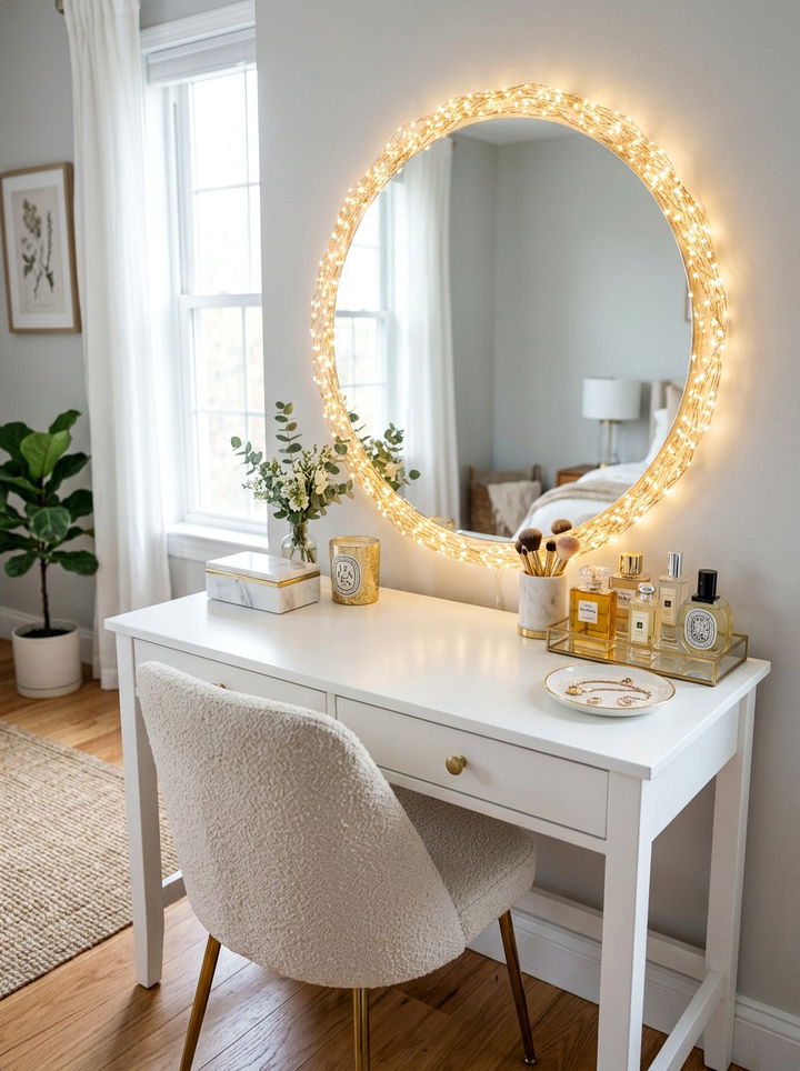 Fairy Lights On Dressing Table - 30 bedroom fairy lights ideas