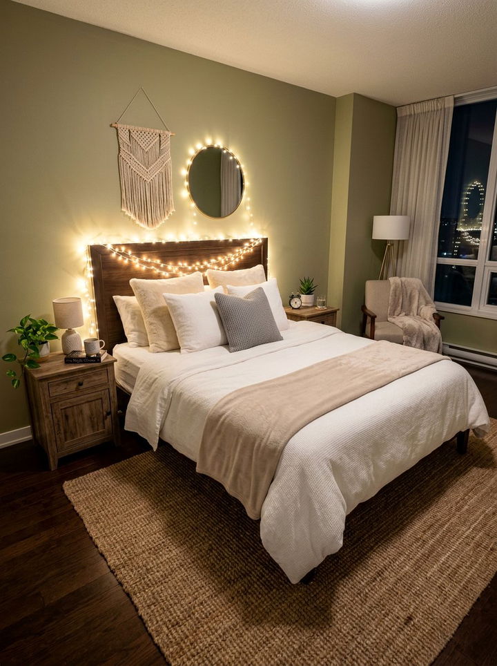 Fairy light bedroom lighting - 30 cottage core bedroom ideas