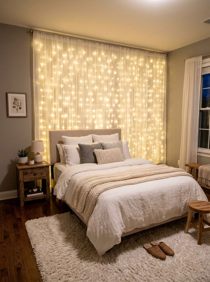 Fairy light wall bedroom - 30 fairy tale bedroom ideas