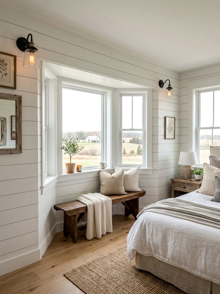 Farmhouse Bedroom Bay Window Shiplap - 30 bedroom bay window ideas