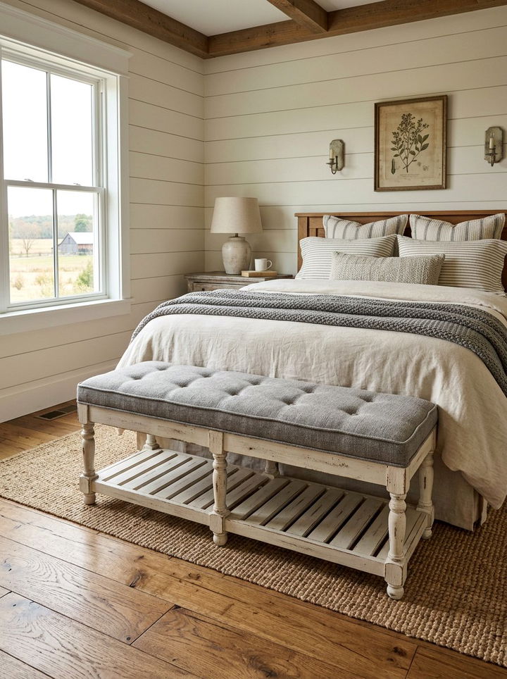 Farmhouse Bedroom Bench - 30 bedroom upholstered benches