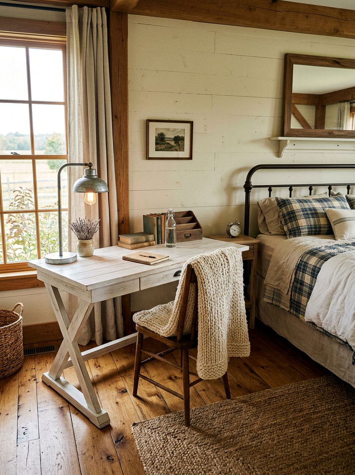 Farmhouse Bedroom Desk - 30 bedroom home office ideas