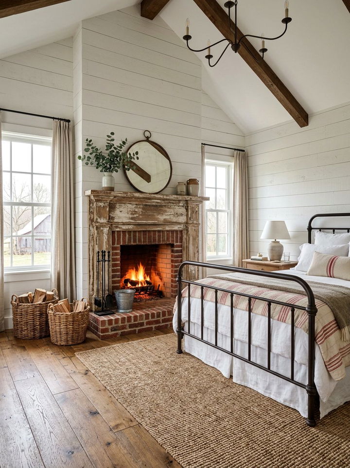 Farmhouse Bedroom Fireplace - 30 bedroom wood burning fireplace ideas