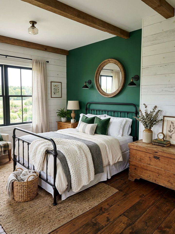 Farmhouse Bedroom Green Accent Wall - 30 emerald green accent wall bedroom