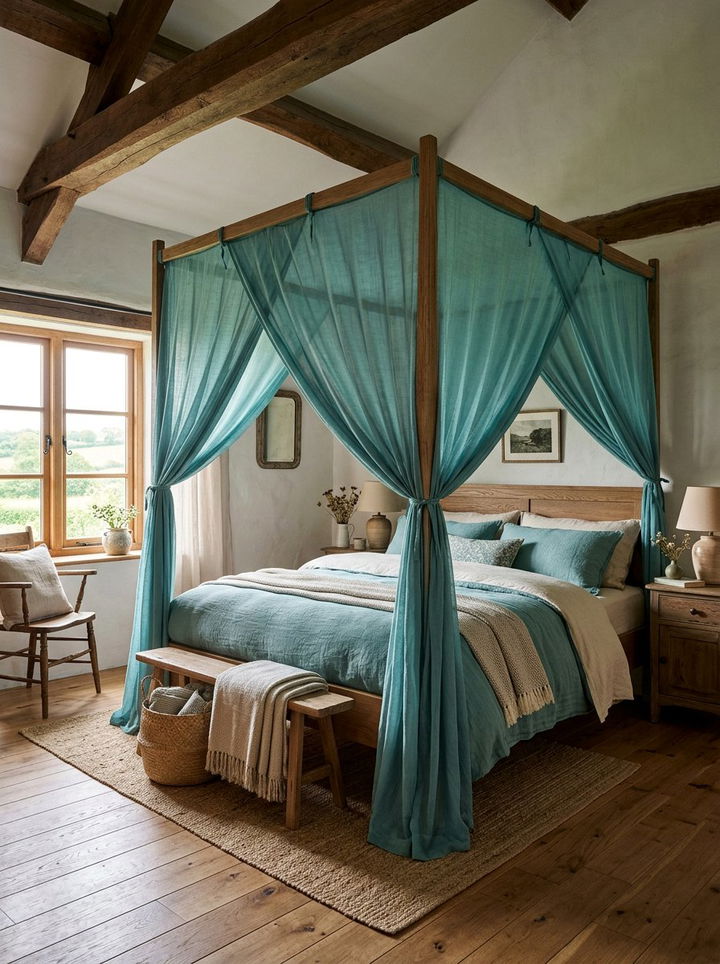 Farmhouse Bedroom Teal Canopy - 30 farmhouse teal bedroom ideas