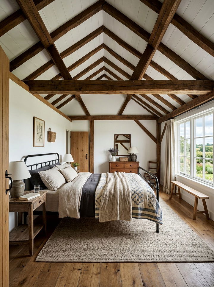 Farmhouse Bedroom With Beams - 30 farmhouse bedroom ideas
