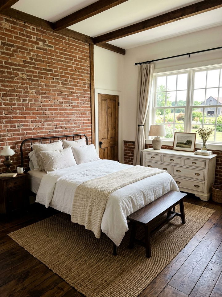 Farmhouse Bedroom With Brick - 30 farmhouse bedroom ideas
