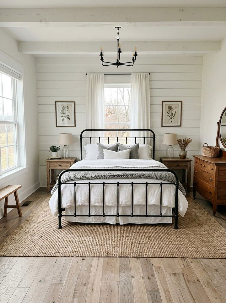 Farmhouse Bedroom With Iron Bed - 30 farmhouse bedroom ideas