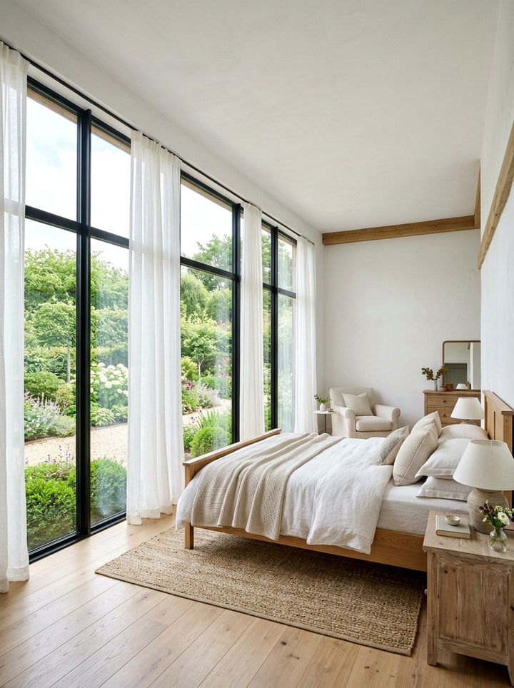 Farmhouse Bedroom With Large Windows - 30 farmhouse white bedroom ideas