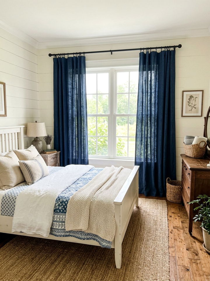 Farmhouse Blue Bedroom Curtains - 30 farmhouse blue bedroom ideas