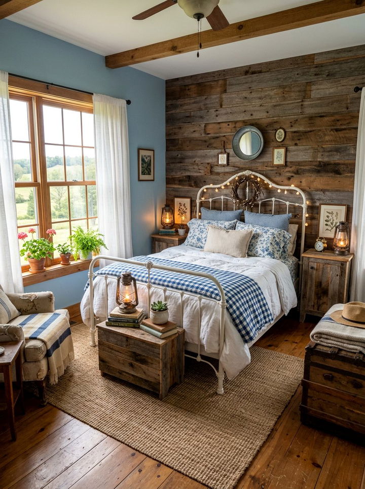 Farmhouse Blue Bedroom - 30 pastel blue bedroom ideas