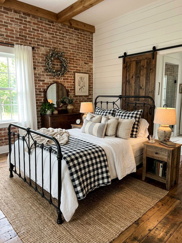 Farmhouse Brick Bedroom - 30 exposed brick bedroom ideas