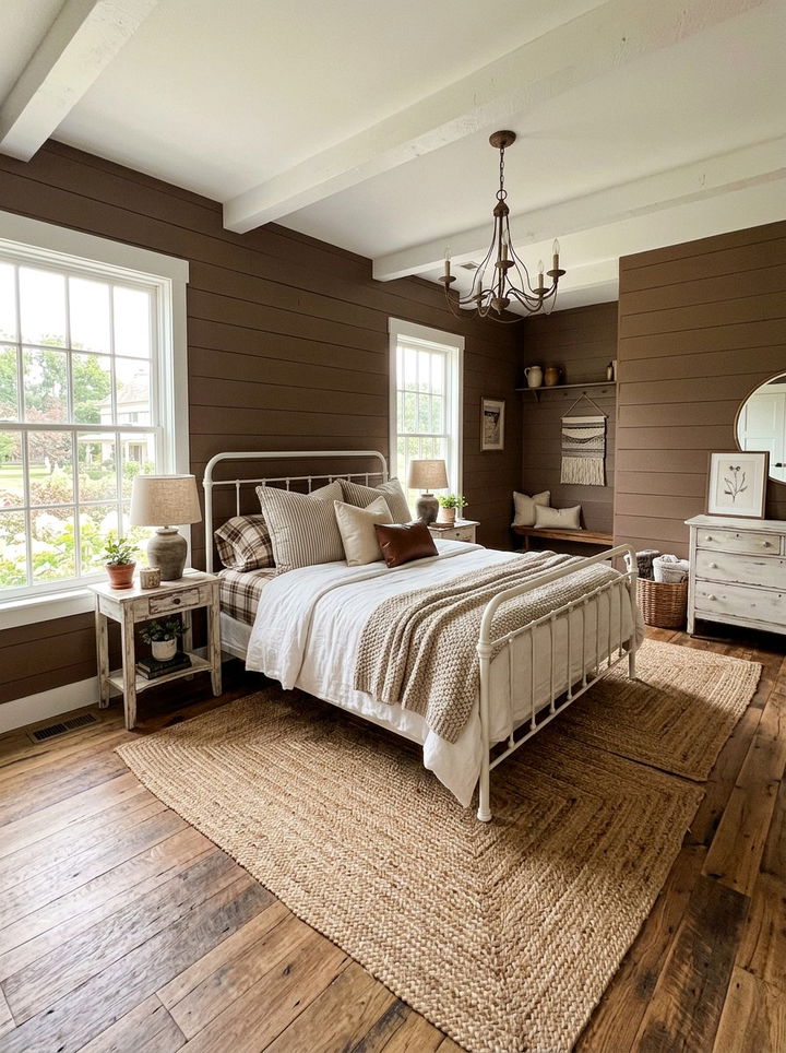 Farmhouse Brown Bedroom - 30 chocolate brown bedroom ideas