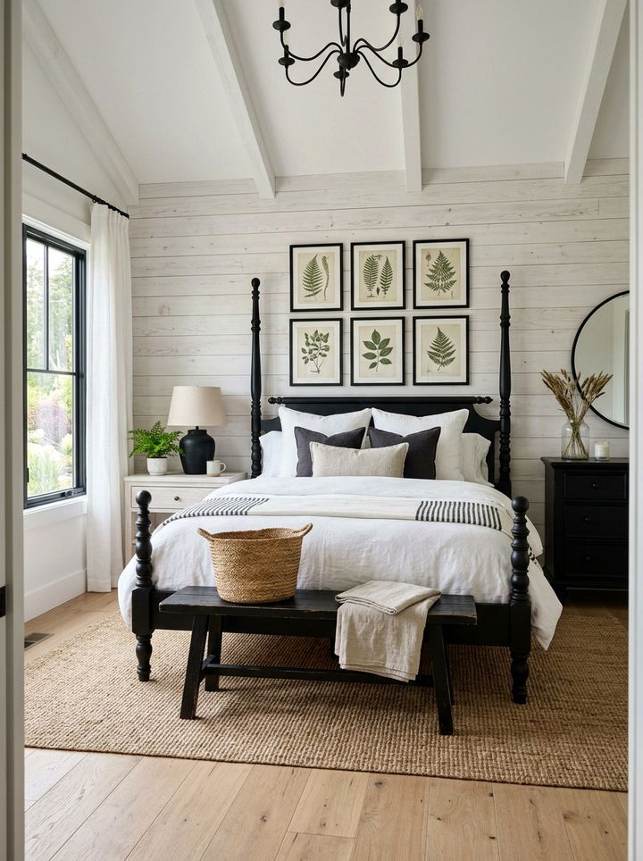 Farmhouse Coastal Black Bedroom - 30 coastal black bedroom ideas
