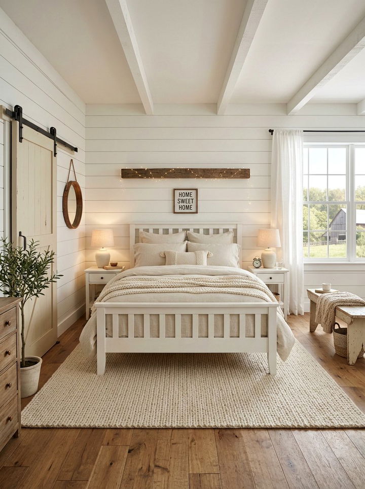 Farmhouse Cream White Bedroom - 30 cream and white bedroom ideas