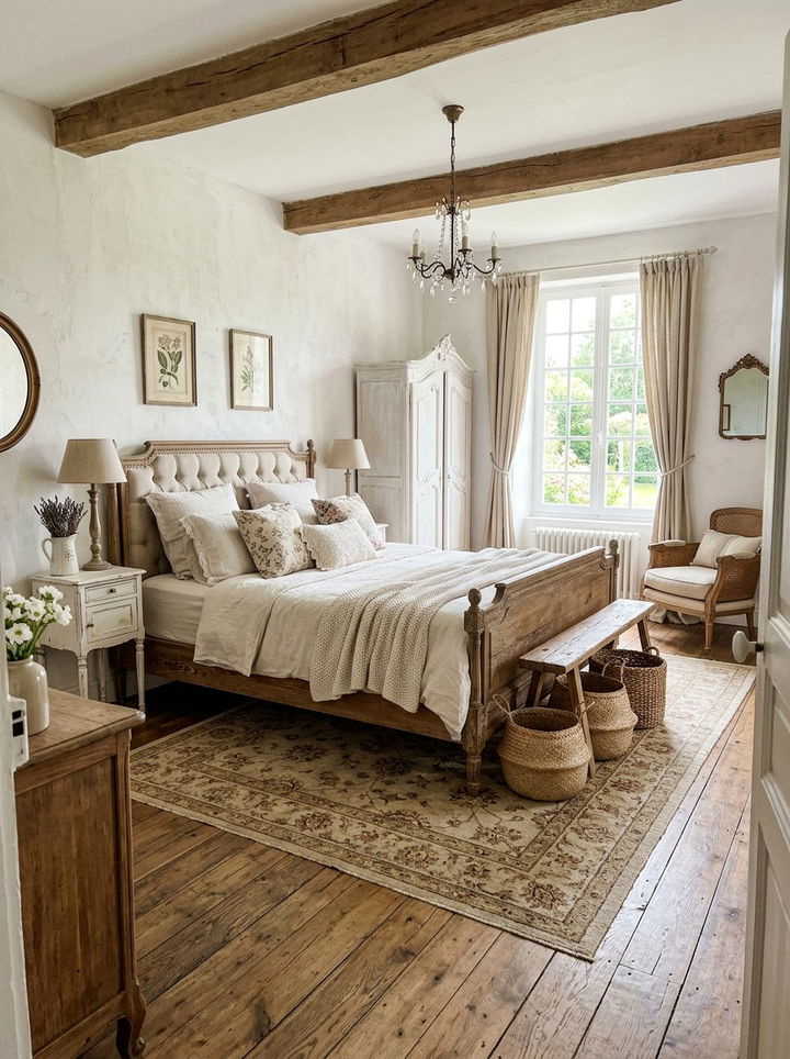 Farmhouse French shabby chic bedroom - 30 French shabby chic bedroom ideas