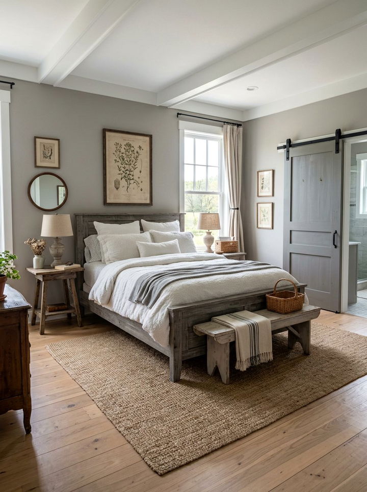 Farmhouse Gray Bedroom - 30 cool gray bedroom ideas