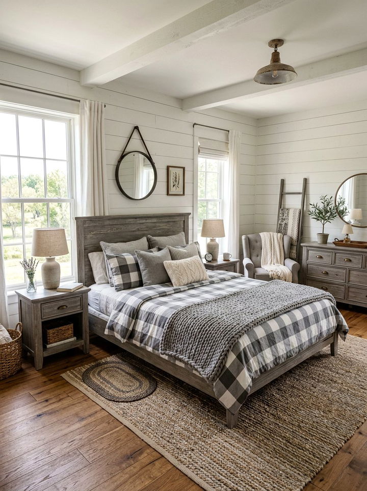Farmhouse Grey And White Bedroom - 30 grey bedroom decor ideas