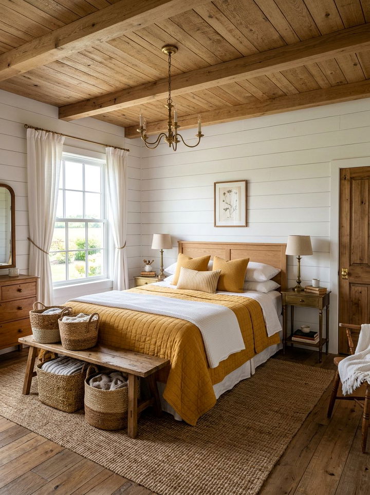 Farmhouse Honey Yellow Bedroom - 30 honey yellow bedroom ideas