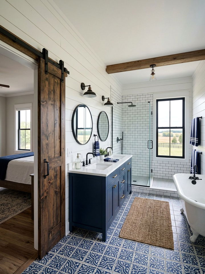 Farmhouse Master Bedroom Bathroom - 30 bedroom ensuite ideas