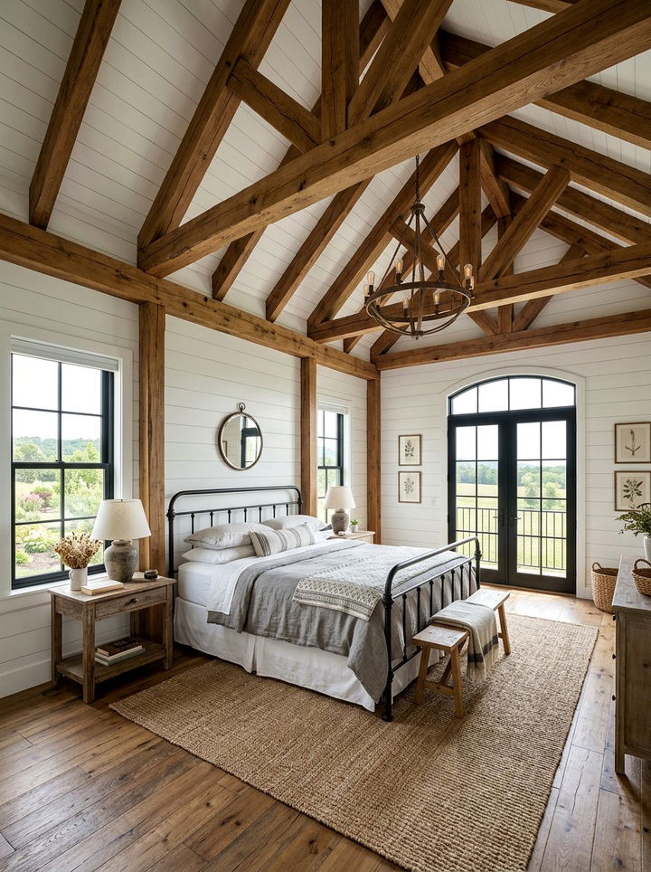 Farmhouse Master Bedroom With Vaulted Ceilings - 30 spacious bedroom ideas