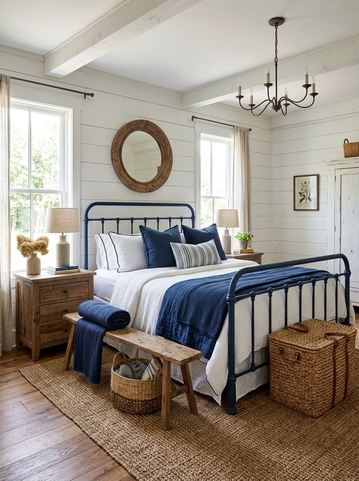 Farmhouse Navy Bedroom - 30 navy bedroom ideas