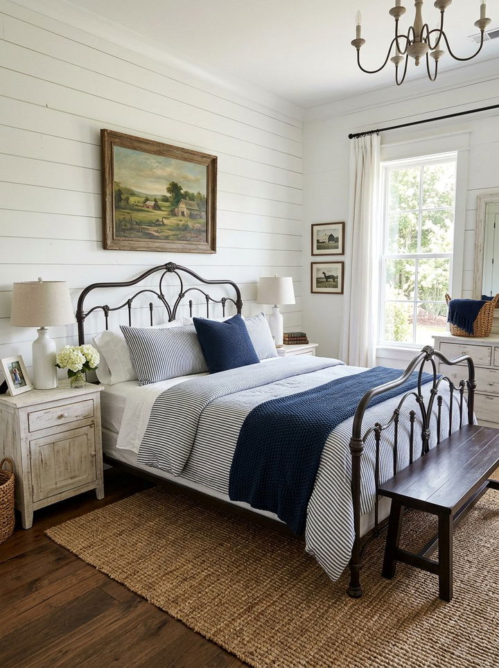 Farmhouse Navy White Decor - 30 navy and white bedroom ideas