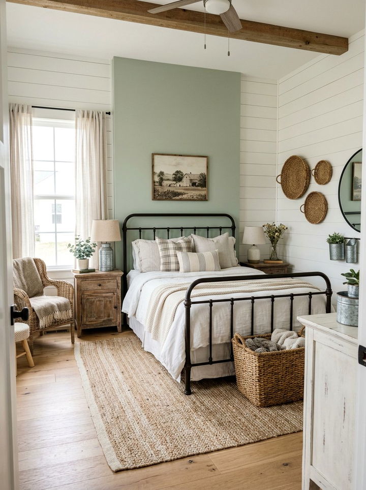 Farmhouse Sage Green Bedroom - 30 sage green accent wall bedroom
