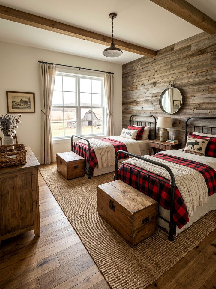 Farmhouse Shared Bedroom - 30 siblings bedroom ideas