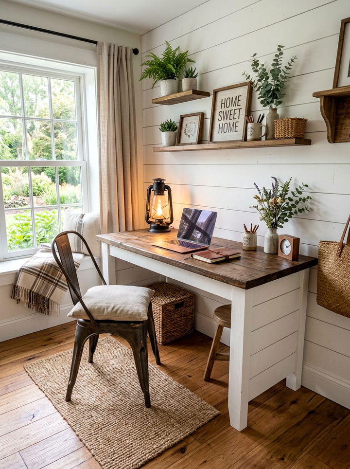 Farmhouse Shiplap Desk - 30 bedroom writing desks