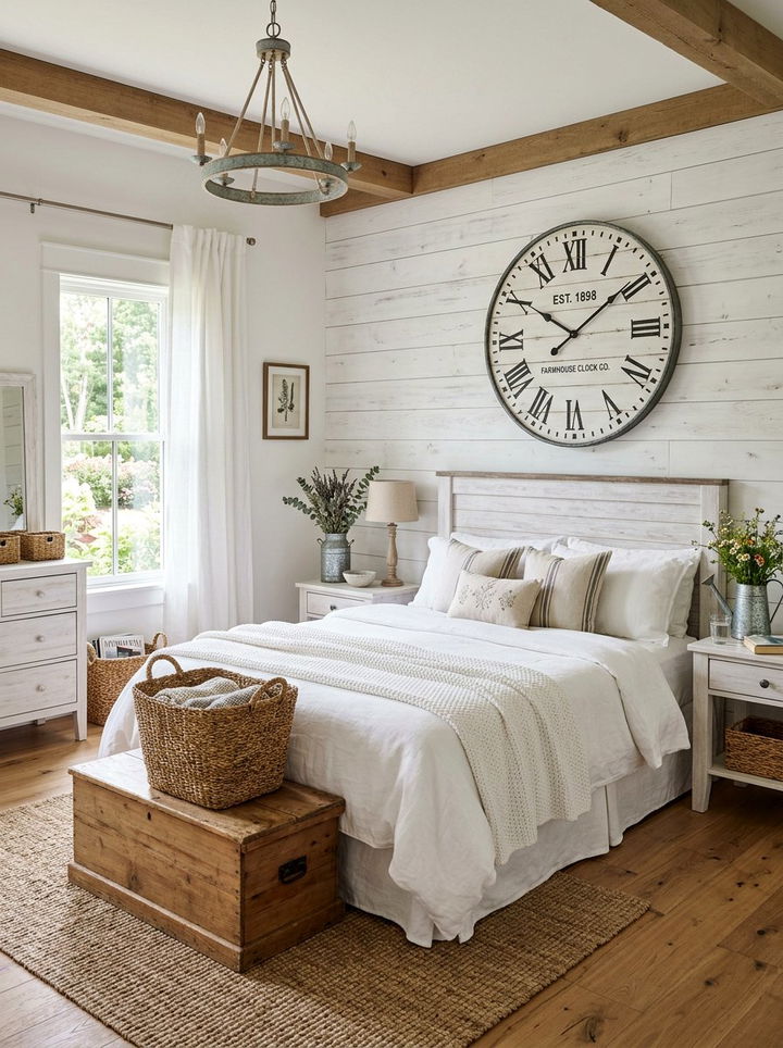 Farmhouse Shiplap Wall Clock - 30 bedroom wall clocks