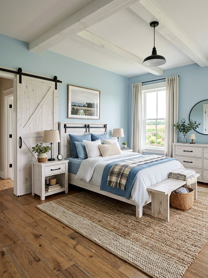 Farmhouse Sky Blue Bedroom - 30 sky blue bedroom ideas