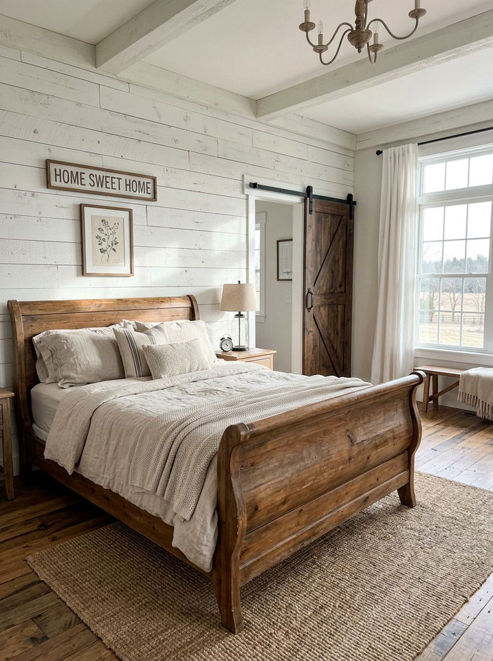 Farmhouse Sleigh Bed Setup - 30 bedroom sleigh beds