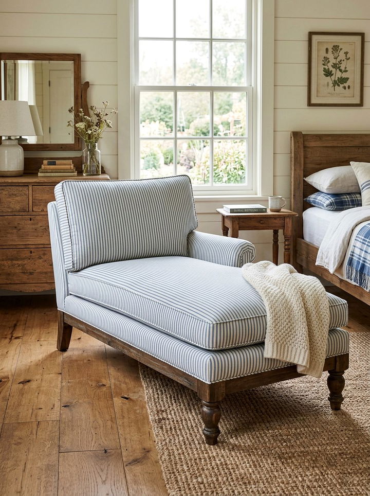 Farmhouse Striped Chaise Lounge - 30 bedroom chaise lounges