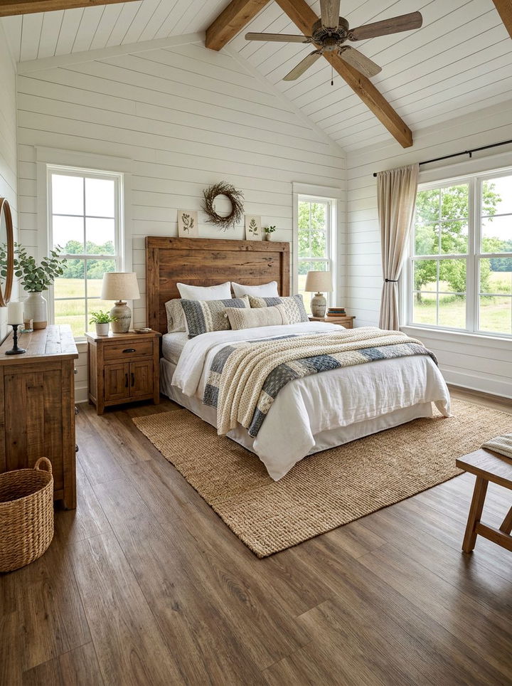 Farmhouse Style Vinyl Plank - 30 bedroom vinyl flooring ideas