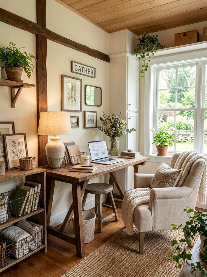 Farmhouse Style Workspace - 30 bedroom office combo ideas