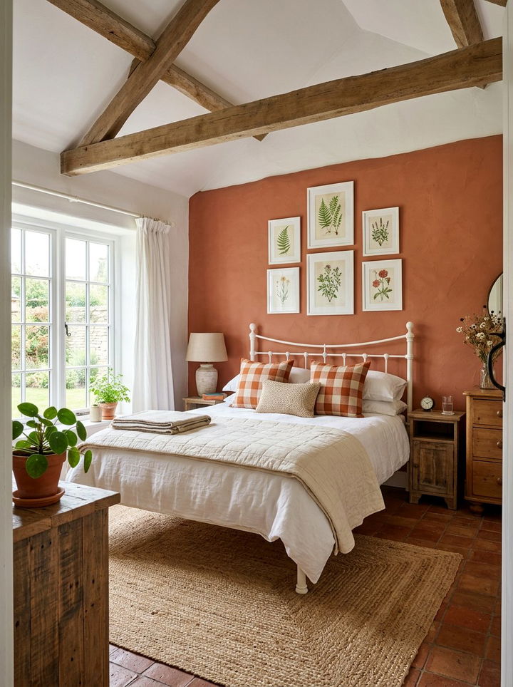 Farmhouse Terracotta Bedroom - 30 terracotta accent wall bedroom