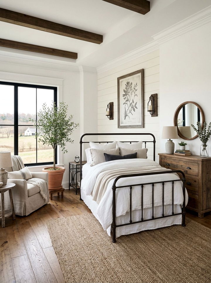 Farmhouse Transitional Bedroom - 30 transitional bedroom ideas