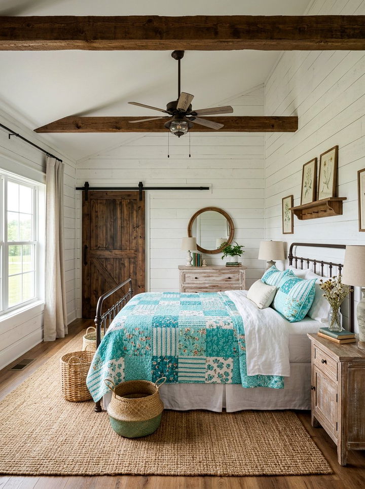 Farmhouse Turquoise Bedroom - 30 turquoise bedroom ideas