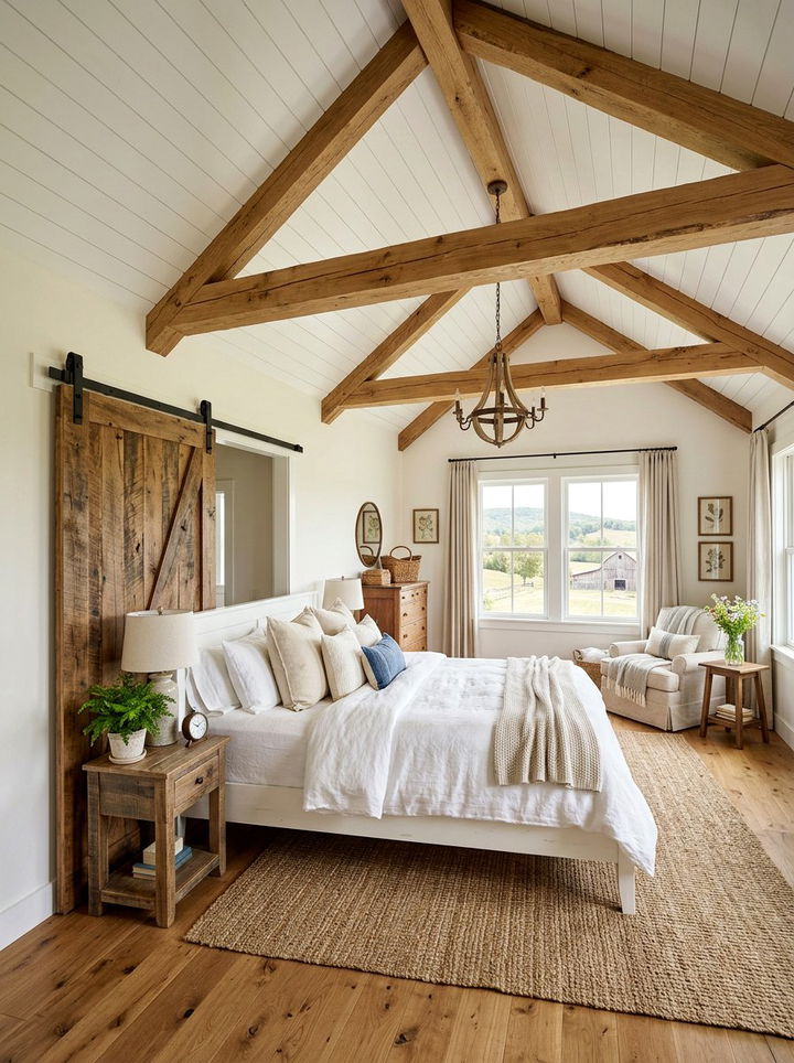 Farmhouse Vaulted Ceiling - 30 bedroom vaulted ceiling ideas